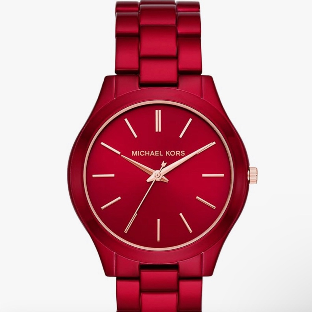 Michael Kors Red Bracelet Watch with Gold Accents